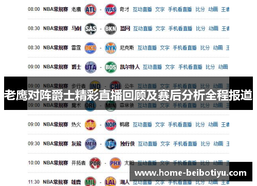老鹰对阵爵士精彩直播回顾及赛后分析全程报道